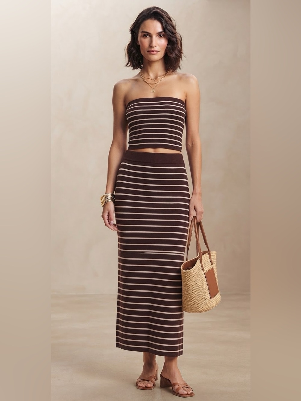 Freshman 1986 Strapless Striped Skirt Set